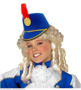 Blauwe Majorette Hoed Met Rode Veer