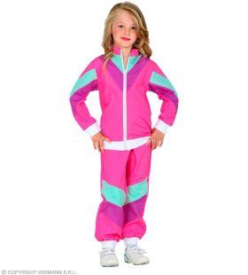 Jaren 80 Retro New Kids Trainingspak Roze Kind Kostuum