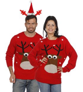 Weihnachtspullover Rote Rentiere Unisex