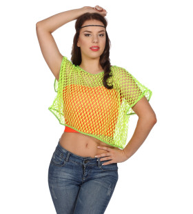 Disco Visnetshirt Neongroen Vrouw