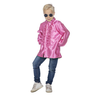 Rosa Ruchesblouse Satin Foute Disco für Kinder