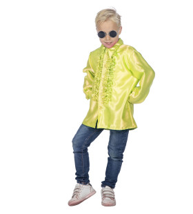 Gelbe Rüschen Bluse Satin Falsch Disco für Kinder