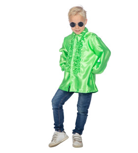 Grüne Rüschenbluse Satin Falsch Disco für Kinder