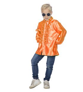 Oranje Ruchesblouse Satin Foute Disco für Kinder