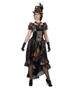 Schwarzes Glänzendes Steampunk Mit Zahnrädern Damenkostüm