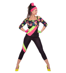 Spritzer Aerobic Neon 80s Kostüm Damen