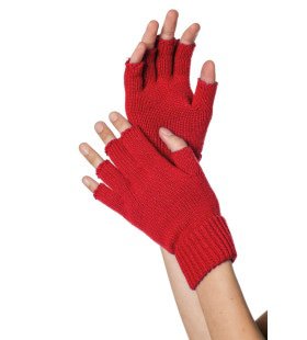 Rot Gestrickte Fingerlose Handschuhe