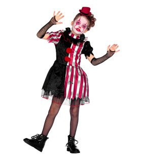 Ondeugende Scary Scarlet Clown Meisje Kostuum