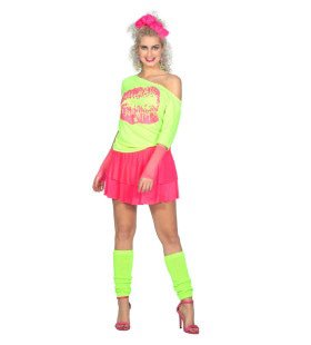 Big Lips Smooch Neon Groen 80s Damen