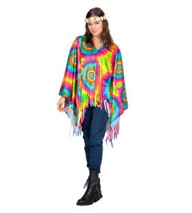 Dazzling Circles Tie Dye Poncho Vrouw