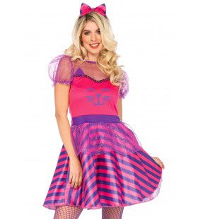 Roze Miss Cheshire Cat Vrouw Kostuum