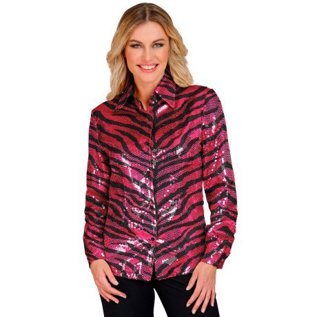 Paillettenbluse Tigertopper Rosa Damen