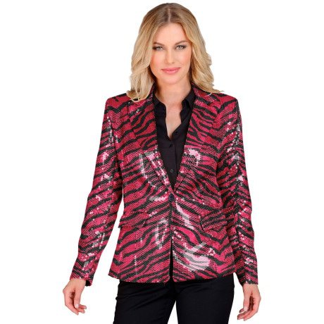 Paillettenblazer Mit Glamour Rosa Safari Print Damen