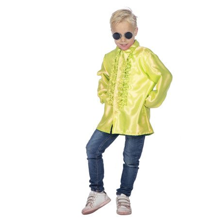 Gelbe Rüschen Bluse Satin Falsch Disco für Kinder