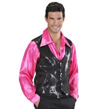 Showmaster -Pailletten Vest Schwarz Herren