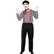 Huilende Zwart Wit Mime Clown Man Kostuum