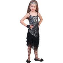 Glitzer Schickes Flapper -Kleid Silber Kostüm für Mädchen