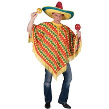 Orales Amigo Poncho Gelbgrünes Rot Unisex Kostüm