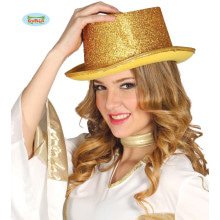 Glitter Top Hat Gold Showmädchen