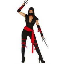 Sexy Auffällige Rote Schwarze Ninja Damenkostüm