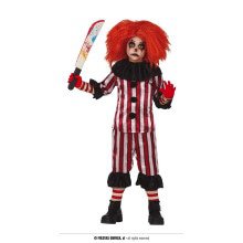 Rot Weiß Gestreifte Horror Clown Kostüm für Kinder