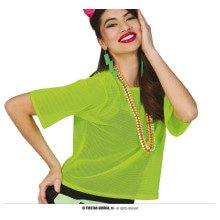 Also 80er Netz Neon Green Shirt Damen