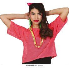 Also 80 Netz Neon Rosa Shirt Damen