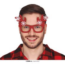 Rote Rudolf Glitter Weihnachtsbrille