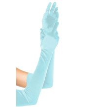 Extra Lange Satinhandschuhe Blau