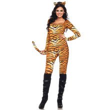 Sexy Tiger Catsuit Mit Schwanz Damenkostüm