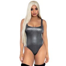 Silber Spandex String Bodysuit Damen