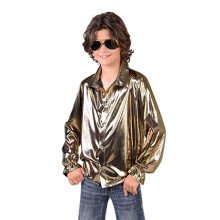 Bluse Gold Glitzer Folienbluse Jungen