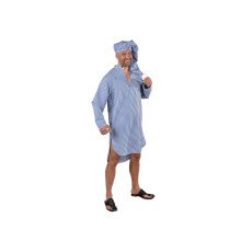 Pater Jakob Nightdress Mit Schlafende Mütze Blau Weiß Herrenkostüm