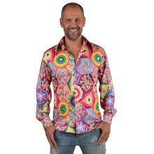 Funky Psychedelische Bluse 70er Jahre Hippie Herren