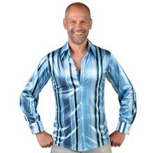 70er Jahre Blue Groovy Bluse Herren