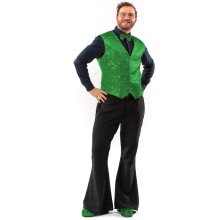 Party Pailletten Weste Festive Green Herren