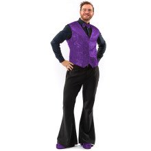 Party Pailletten Weste Purple Star Herren