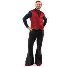 Party Pailletten Weste Elegant Red Herren