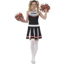 Schwarz Go Highschool Cheerleader Damenkostüm