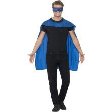 Blauer Cape Und Augenmaske Superhelden Unisex Kostüm