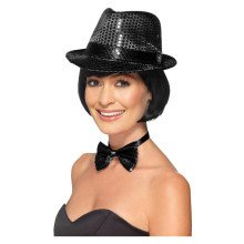 Pailletten Hat Fedora Schwarz