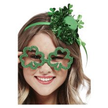 Brille St. Patricksday Glittergrün