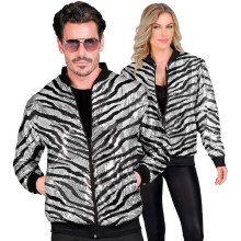 Bomberjacke Mit Glänzenden Streifen Und Zebra Pailletten Unisex