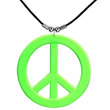 Halskette Peace Symbol Neongrün