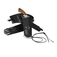 Popping Cowboy Western Holster Mit Gürtelleder -Look, Schwarz