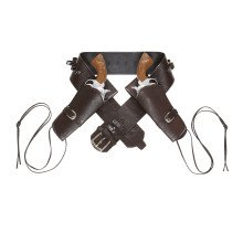 Salonschütze Western Double Holster Mit Gürtelleder -Look, Braun