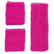 Athletic 80s Sweat Band Set, Neon Rose