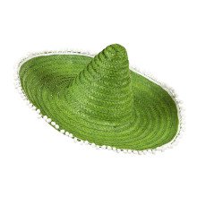 Sombrero 50 Cm, Grün Mit Pom Poms