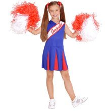 Amerikaner Cheerleader Blau / Rot Kostüm für Mädchen