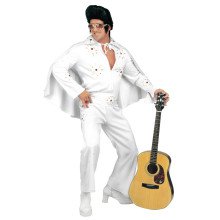 King Of Rock, Sehr Luxuriöse Version Weiß Elvis Kostüm Männlich Herren